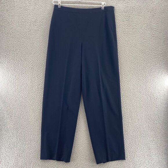Talbots Pants Womens 12 Navy Stretch Tapered Leg Pockets Office Career Casual - Picture 1 of 12